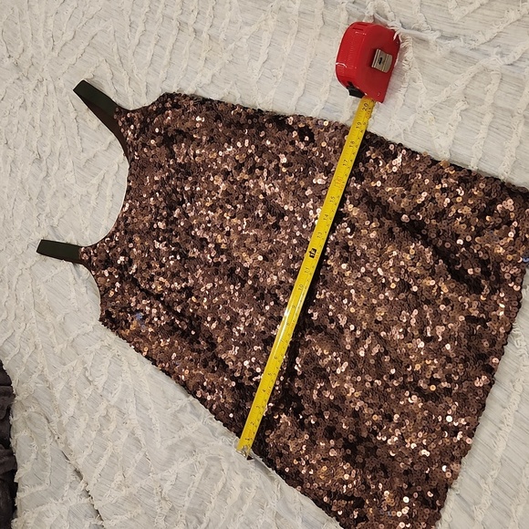 Brown sequin Theory mini shift dress size 4! Such a stunner! - Picture 9 of 9